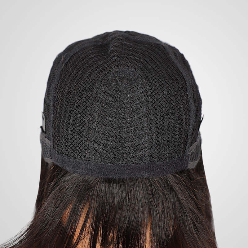 qvr wigs machine made human hair wigs with bangs for black women