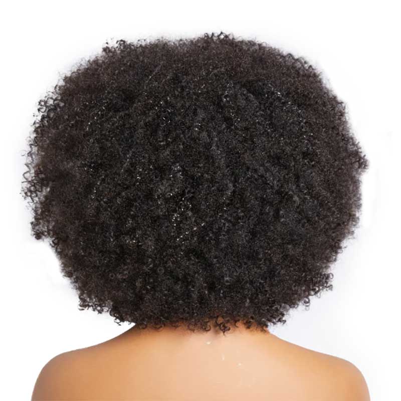 glueless human hair wigs, short and curly with bangs for a bold look.
