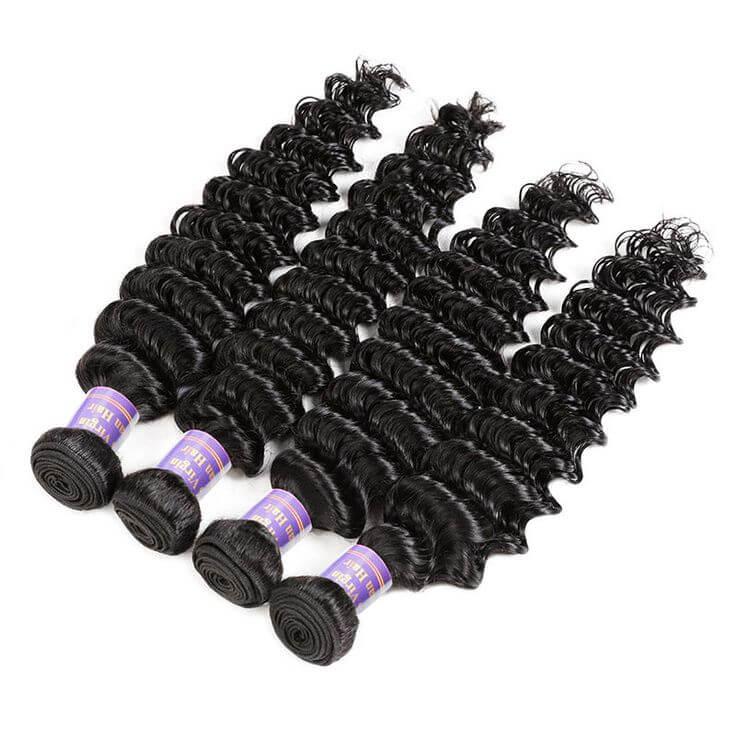 machine weft loose deep wave natural black human hair weave 4 bundles