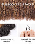 QVR Honey Caramel Mixed Highlights Feather Crochet Human Hair Burmese Kinky Curly Miracle Knots Crochet Weave Hair Extensions