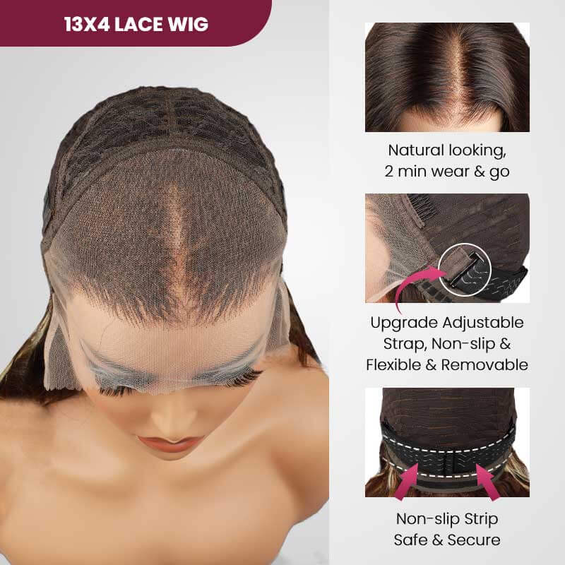 32 pouces P4/613 couleur Highlight perruque de cheveux humains vague de corps 13x4 perruque avant en dentelle avec pré plumé