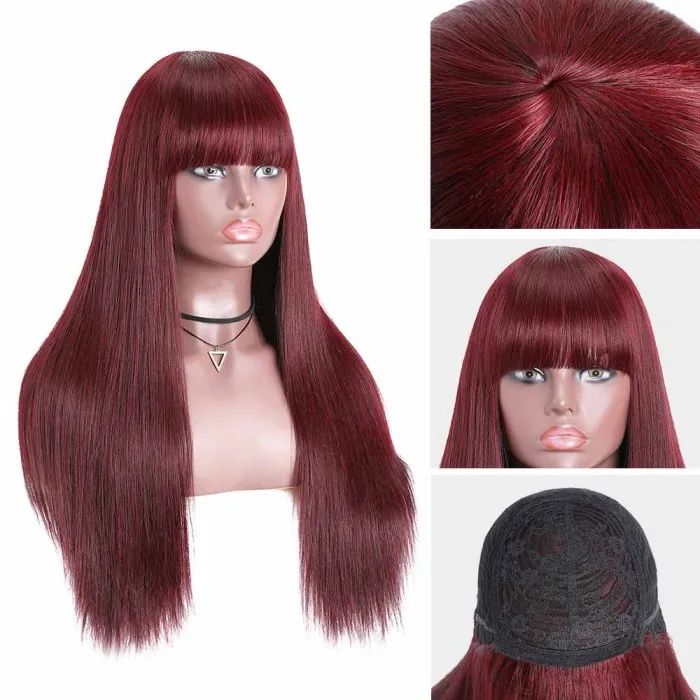 no lace glueless wigs in 99j, perfect for quick installs and bold looks