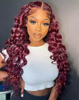 qvr wigs beautiful crimp wave 99j burgundy wig