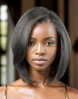 elegant salt and pepper short bob wigs with natural gray blend