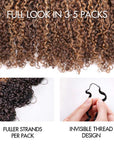 QVR Honey Caramel Mixed Highlights Feather Crochet Human Hair Tight Curly Miracle Knots Crochet Weave Hair Extensions