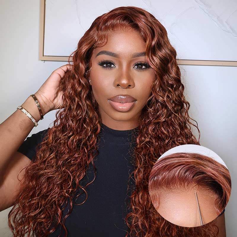 qvr wigs in auburn brown water wave, soft and bouncy for black beauties