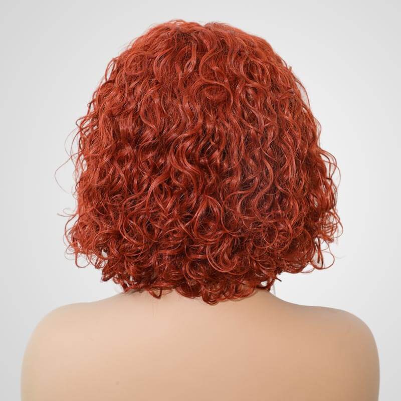 human hair bob wigs in fiery ginger with chic bangs