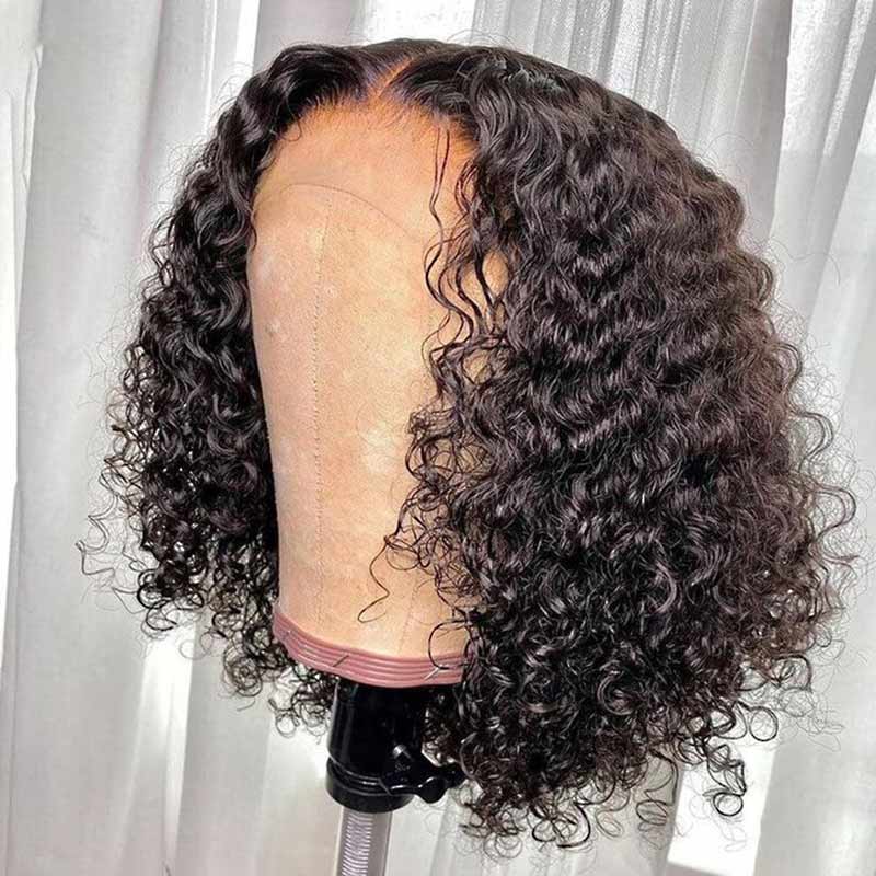 glueless water wave bob wigs, beginner-friendly human hair bob wigs for melanin-rich skin