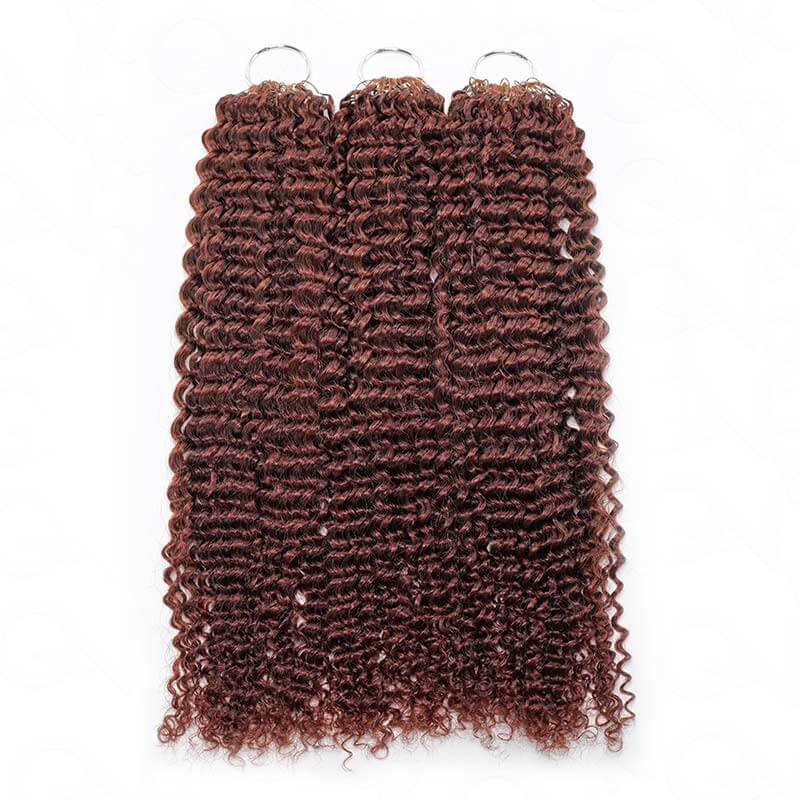 3 packs reddish brown small kinky curly crochet braids