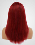 human hair wigs machine-made burgundy wig with bangs