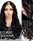 QVR Glueless Pre-Curled New Body Wave Human Hair U Part Wigs