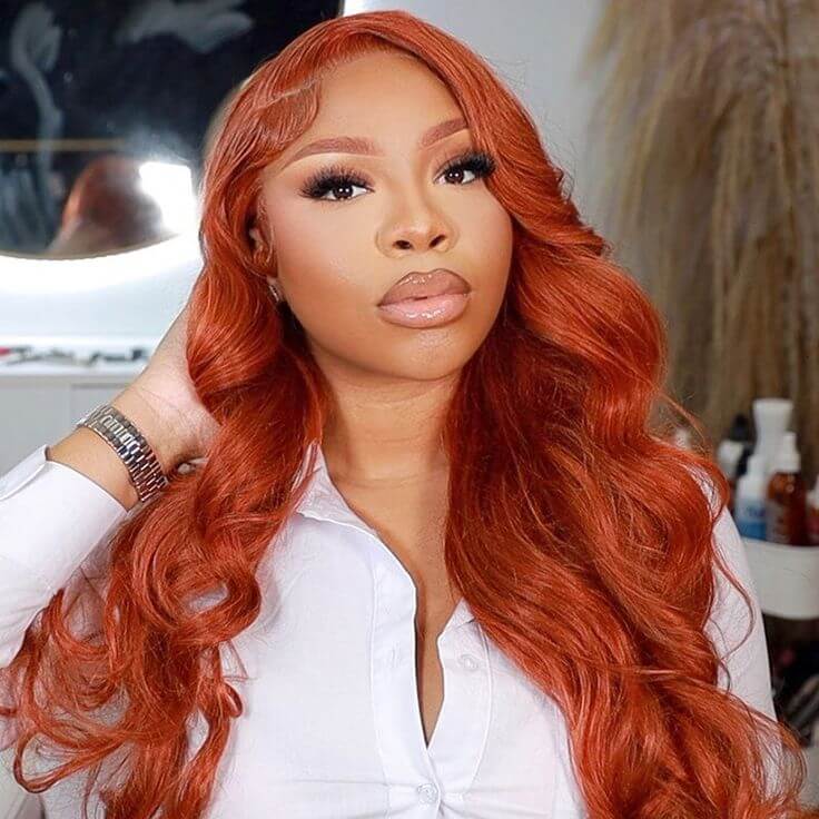 copper brown 13x4 lace front human hair wigs for a rich, warm hue.