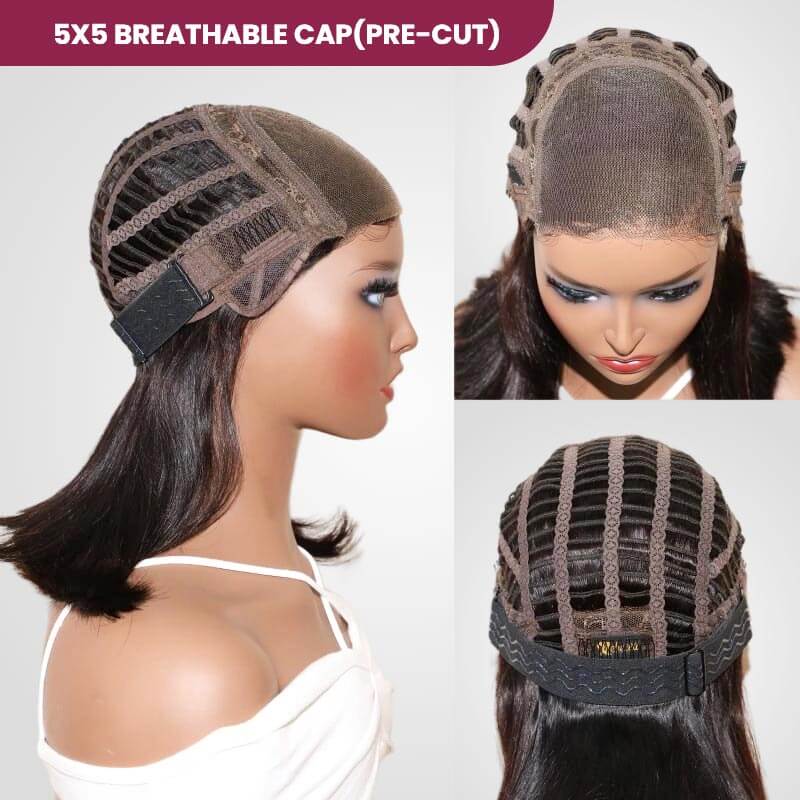 refined and low-maintenance short bob wig with mono net cap, perfect for daily wear