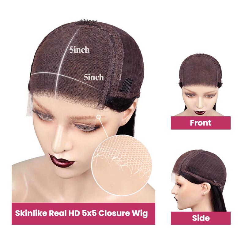 QVR Real Glueless 5x5 HD Transparent Lace Body Wave Wigs 