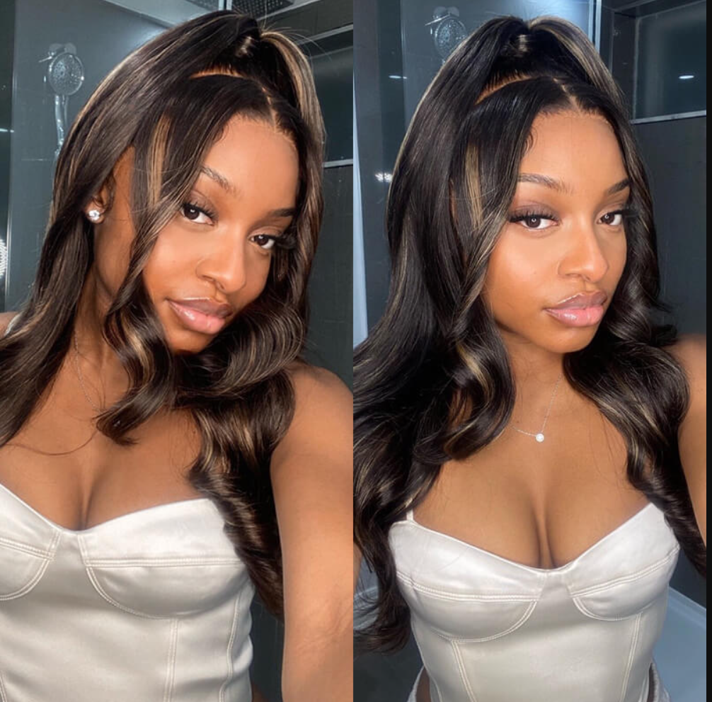 human hair lace wigs, 13x4 gold sand highlights for a bold statement