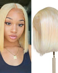 pre-plucked lace blonde short bob wigs, human hair with a flawless melt for Black women