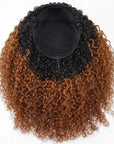 QVR Glueless Twist Curly Half Wig Invisible Hairline Ombre 