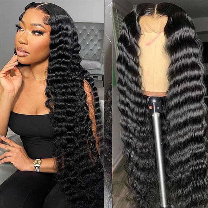 qvr human hair lace wigs, deep parting and natural hairline