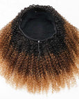 QVR Glueless Kinky Curly Half Wig Invisible Hairline Ombre 