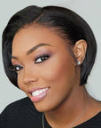 qvr pixie cut human hair wigs natural black color