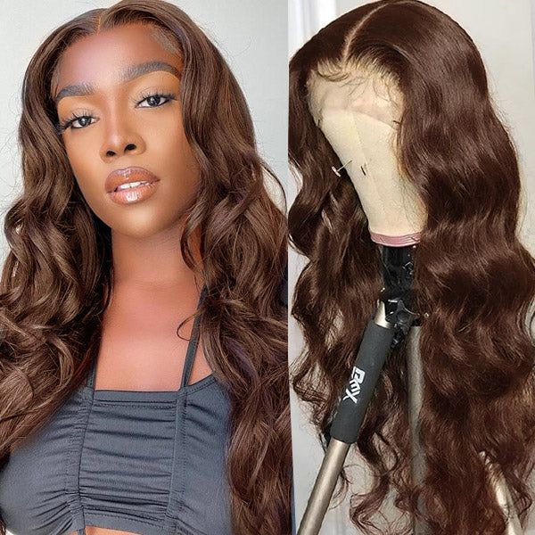 glueless human hair wigs in dark brown, easy-to-wear and perfect for everyday elegance