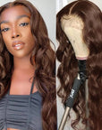 glueless human hair wigs in dark brown, easy-to-wear and perfect for everyday elegance