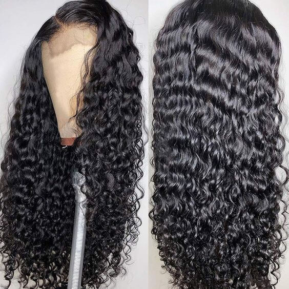 water wave lace front human hair wigs by qvr, easy to style