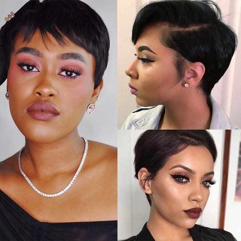 short pixie cut wigs 100 human hair sleek and bold