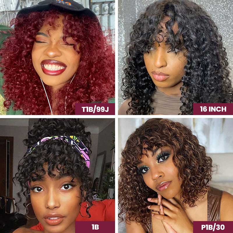 natural looking short bob wigs, water wave pixie cut