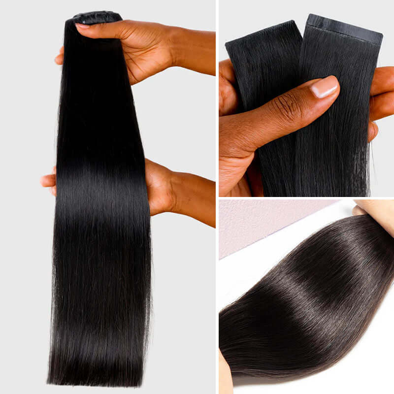 glossy brazilian hair clip ins seamless look