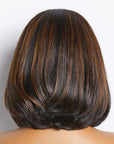 luxurious brown highlighted short bob wig with 5x5 closure
