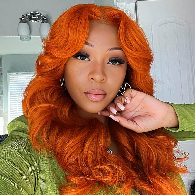 human hair wigs ginger orange body wave 13x4 lace for bold beauty