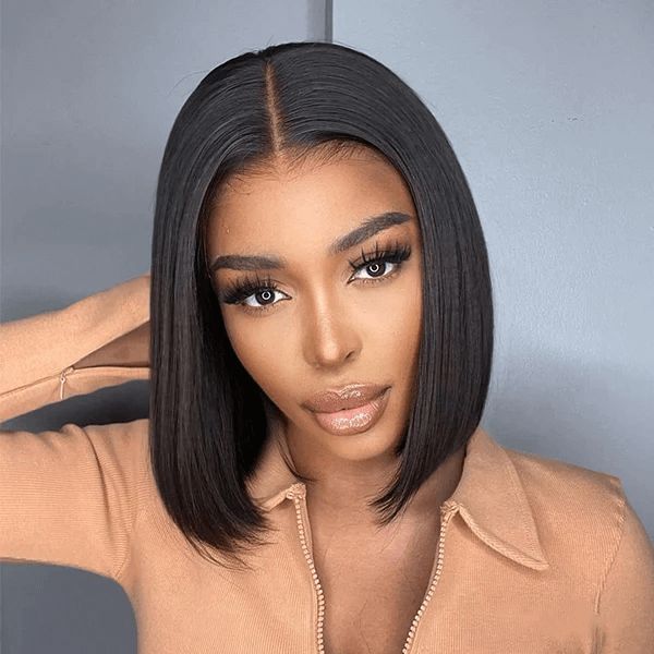 straight short bob v part human hair wigs