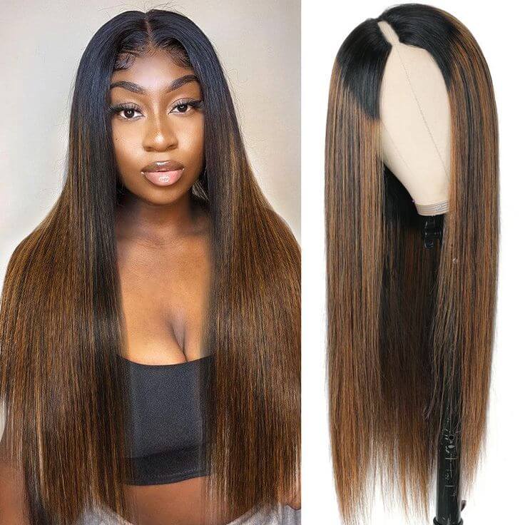 glueless v part human hair wigs no leave out