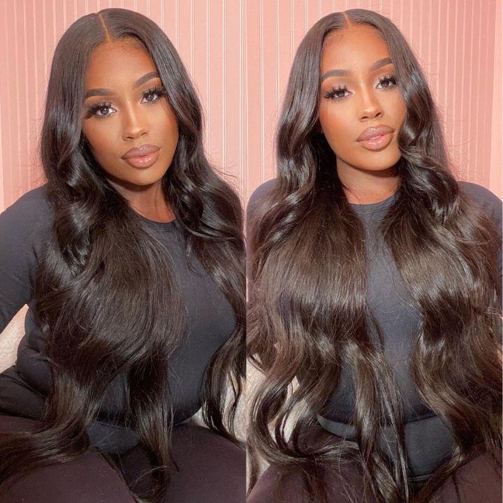 human hair wigs body wave with bleach knots for black women