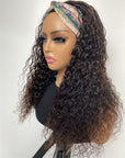 glueless headband wigs with full, bouncy curls that flatter melanin-rich complexions