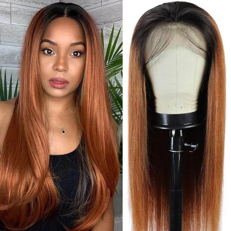 glueless wigs straight hair 1b/30 ombre for black women