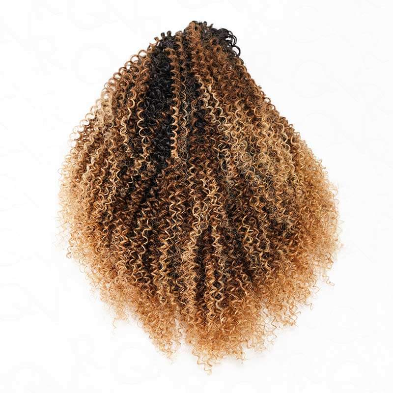 QVR Glueless Kinky Curly Half Wig Invisible Hairline Ombre 