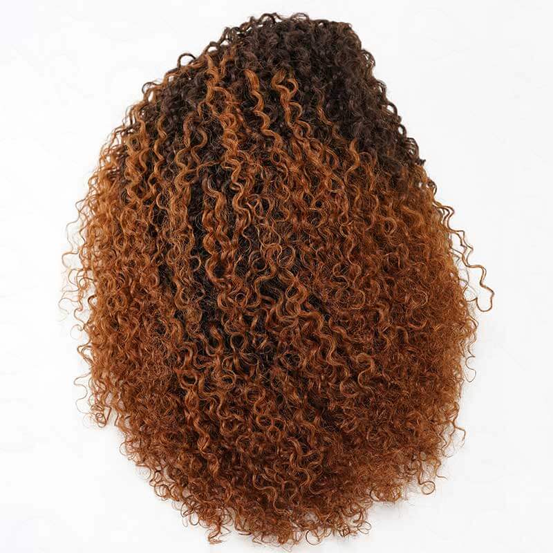 QVR Glueless Twist Curly Half Wig Invisible Hairline Ombre 