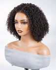QVR 4C Edges Kinky Curly 9x6 Lace Short Bob Wigs Glueless Human Hair Wig