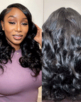 QVR Glueless Pre-Curled New Body Wave Human Hair U Part Wigs