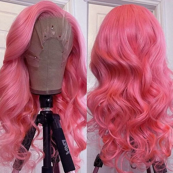 vibrant pink human hair lace wigs for black women