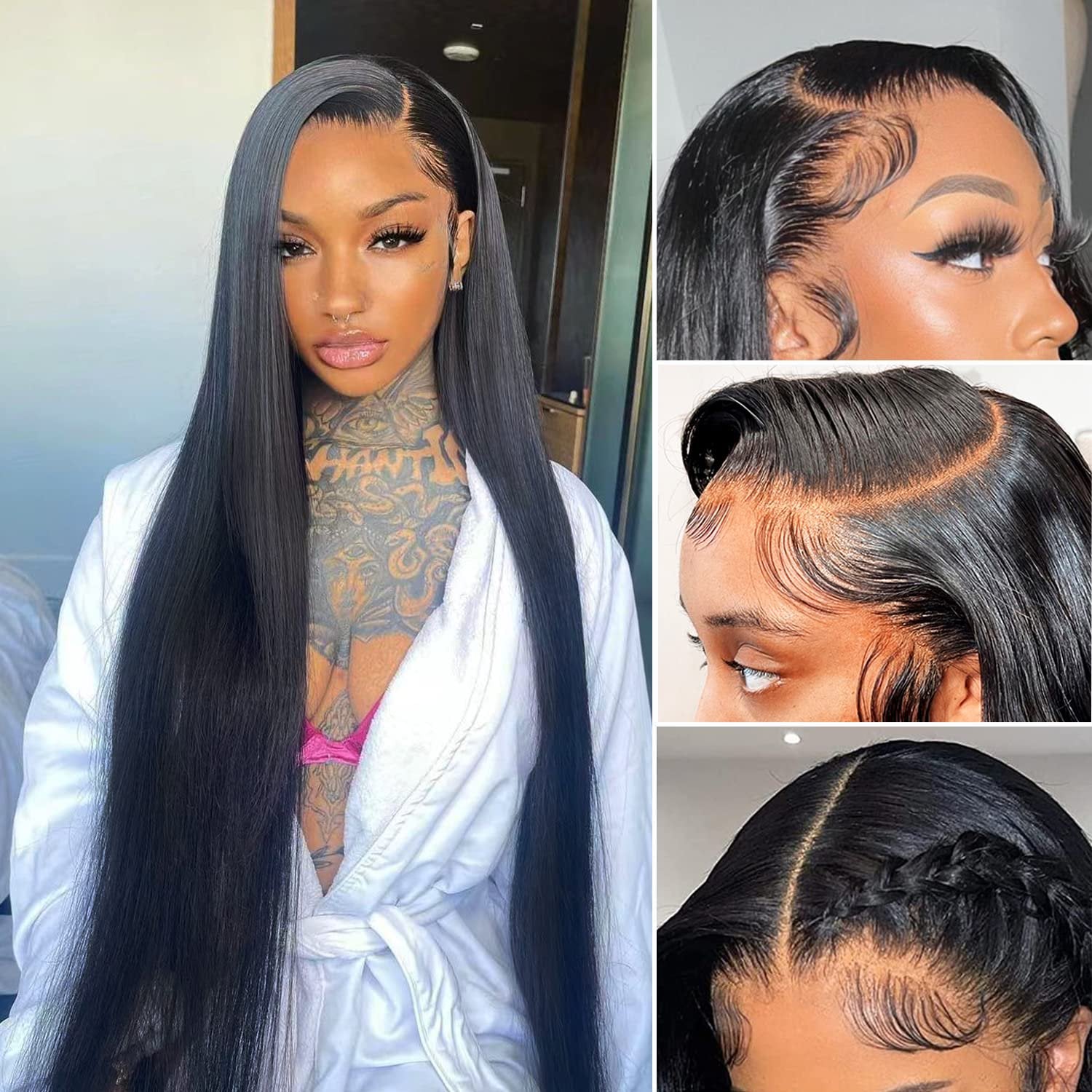 smooth straight wear and go wig with 13x4 lace front and baby hair