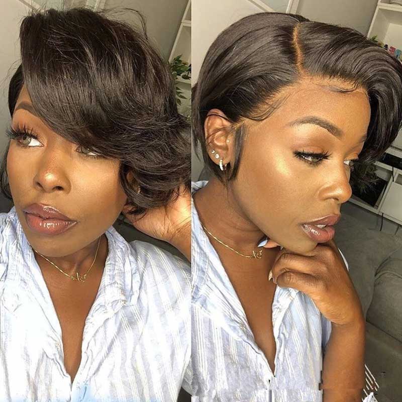 realistic 100 human hair pixie cut wigs for daily wear