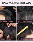 FIXED PRICE|QVR Brown Highlight Miracle Knots X Half Wig Hack Seamless Miracle Braids Human Hair Crochet Weave Hair Extension