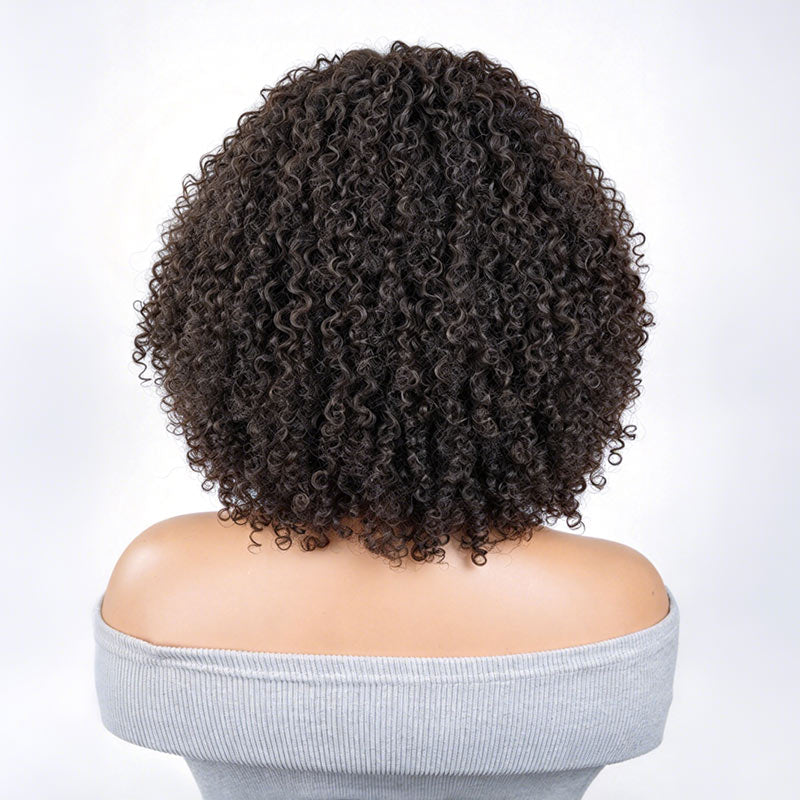 QVR 4C Edges Kinky Curly 9x6 Lace Short Bob Wigs Glueless Human Hair Wig