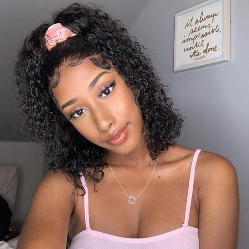 beautiful short bob wigs, curly 4x4 lace closure human hair bob wigs for natural black hair