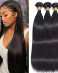 silky straight natural black human hair bundles 3pcs