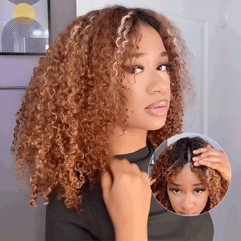 #1B/30/33/613 -Kinky Curly-20''-v part wig