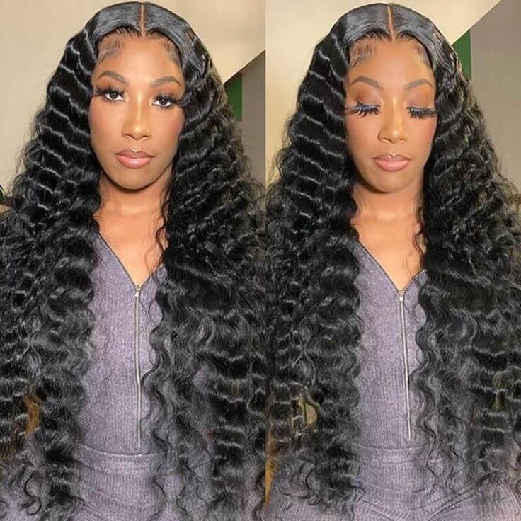 super natural glueless loose deep wave v part human hair wigs